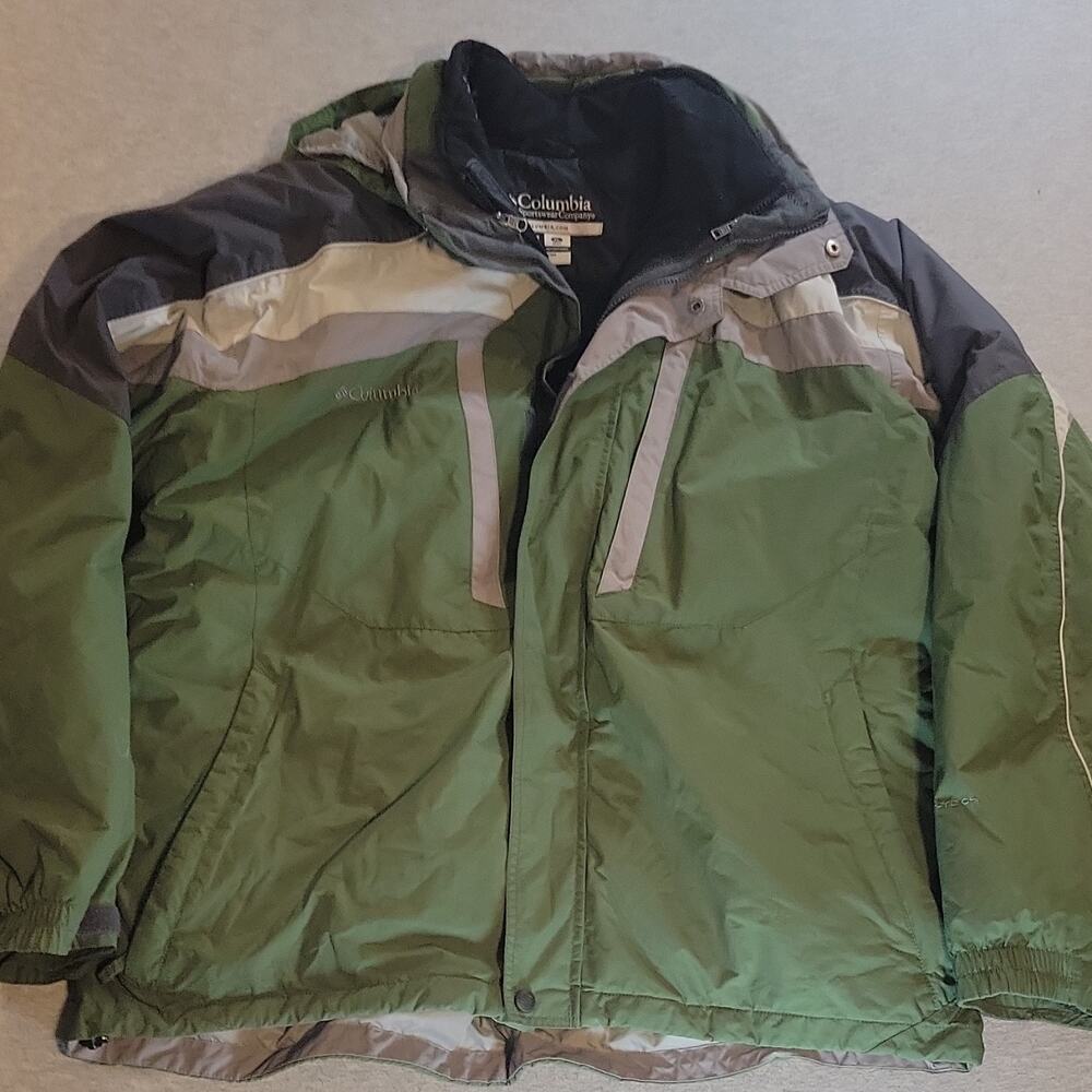 Columbia Men's XL Lined Insulated Full Zip Stand-Up Jacket Green/Gray